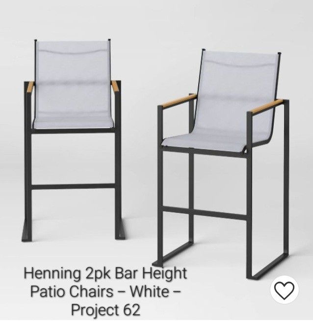 New Henning 2pk Bar Height Patio Chair White Project 62