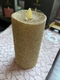 Gold Glitter Flameless LED Pillar Candle