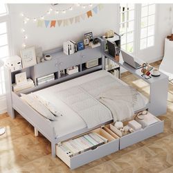 White full wood bed frame