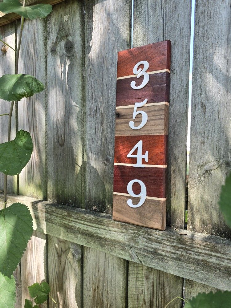 Brand New Handmade Exotic Woods Address Sign 