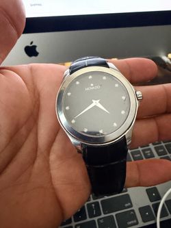 Movado Stainless Diamond Marker Black Dial Watch