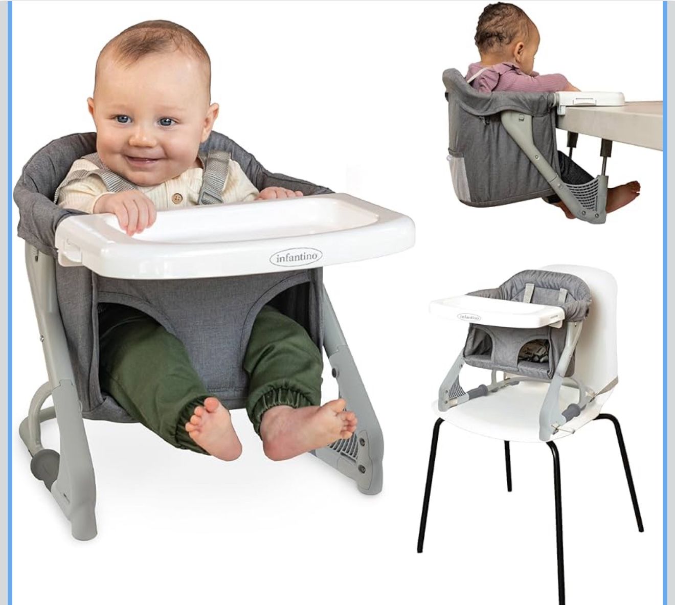 BRAND NEW Infantino The Ultimate Travel Booster, High Chair and Seat for On-The-Go Families, Gray