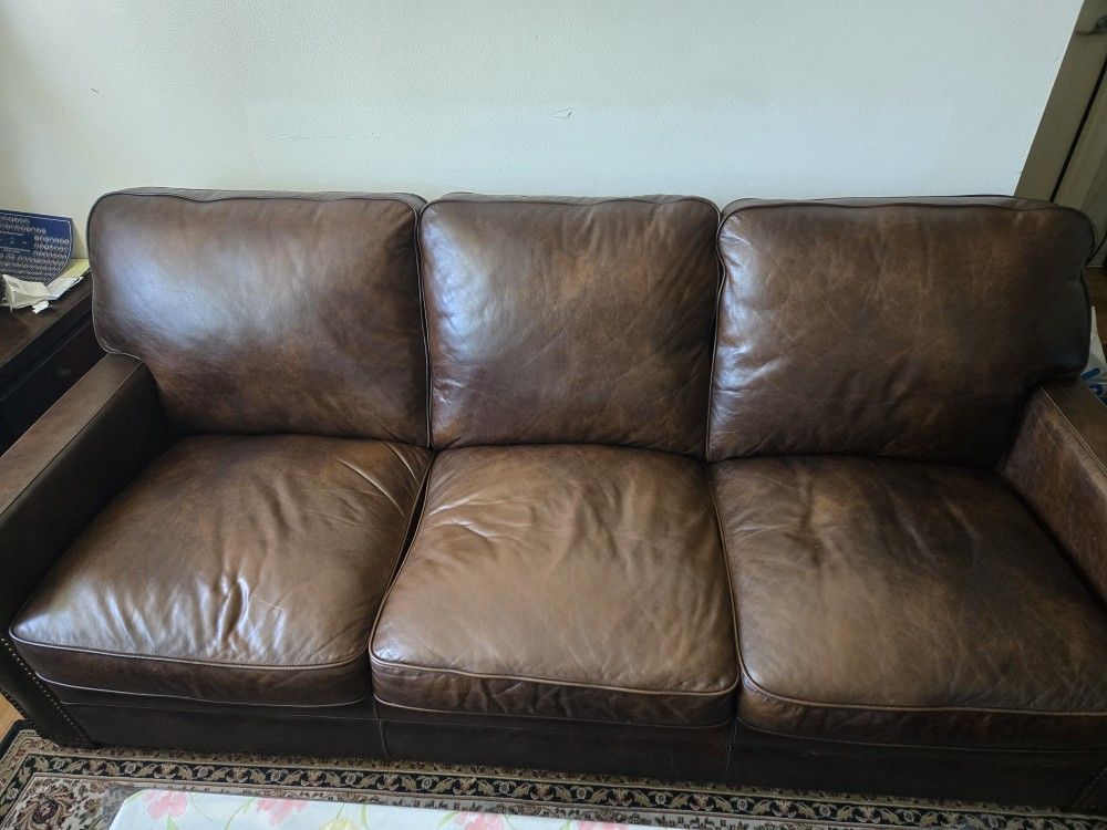 Real Leather Couch Set - Must Go Fast!