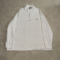 Polo Ralph Lauren Men's Gray Cotton Knit Mock Neck 1/4 Zip Sweater Logo 3XB