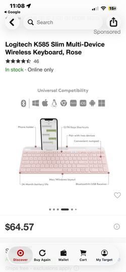 Logitech K585 Slim Wireless Keyboard Rose