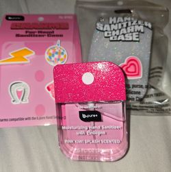 b-pure Pink Sanitizer Charm Case Bundle w/Kiwi Splash Sanitizer & 4pc Charms