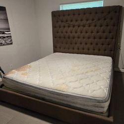 King Size Bed Frame, Mattress and Box Spring