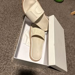 Fendi White Rubber Slides