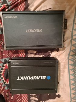 Kicker 4-channel and Blaupunkt 1-channel amplifiers