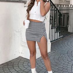 Plaid mini skirt Black/ Gray