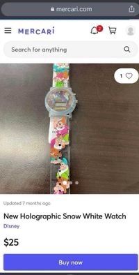 Vintage Disney 1990s - Holographic Snow White Watch Jewelry Collectible