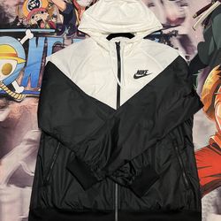 Nike Retro Black White Zip Up Hooded Jacket Large