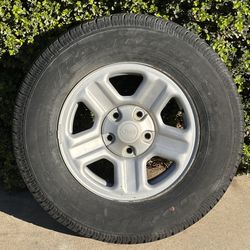 5x5 Brand New 5x127 Jeep JK Single One Only 1 Full Size Spare Wheel Rim Tire 5 Lug Hole 2007 Thru 2018 Original Stock OEM Factory Complete Ready To Go