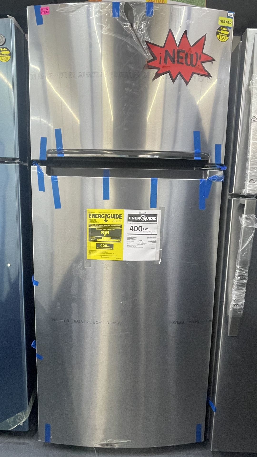Whirpool Top Freezer 17.6 cu.ft In Stainless Steel