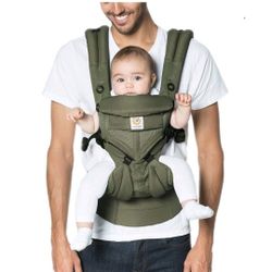 ergobaby omni 360 all-position baby carrier for newborn to toddler with lumbar support & cool air mesh (7-45 lb), khaki green)