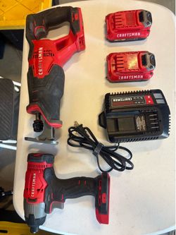 Craftsman Impact with Sawzall Charger and 2 Lithium batteries 20v 2amp
