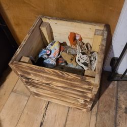 Handmade Wooden Dog Toy Bin