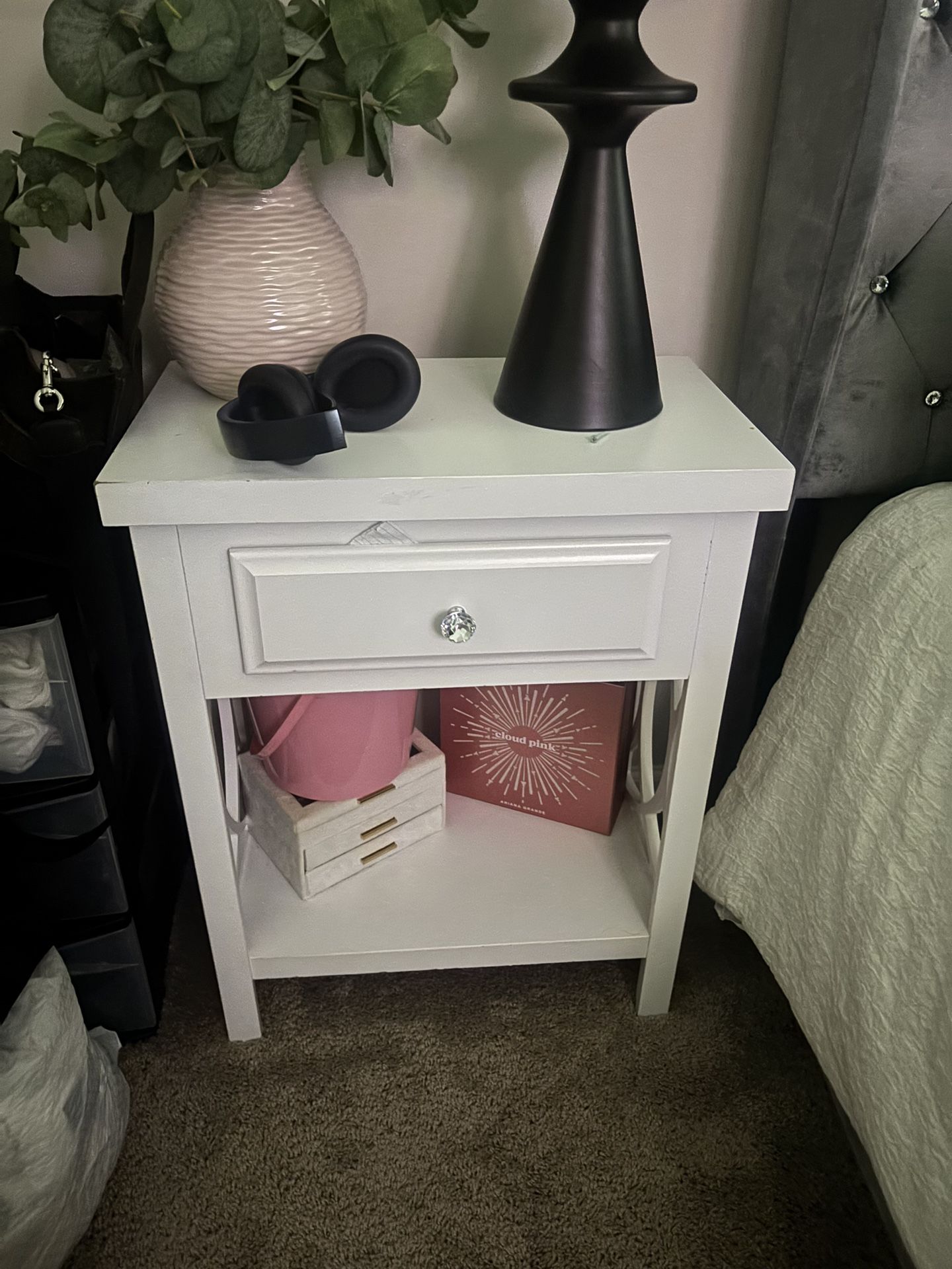 Two Glam Nightstands White