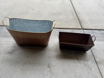 Set of Metal Planters with Handles – Rustic Decor Bundle!