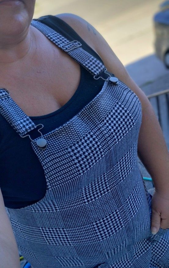 Black & White Striped Overall Dress Perfect Length Straps Adjustable Ask About My Bags $50