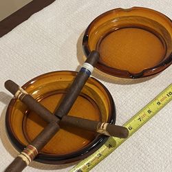 Vintage This Indiana Glass ashtray is a beautifully crafted piece of tobacciana. Its gold color and four cigar slots . $12.00 EACH