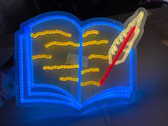 Magical Open Book Neon Sign - Reading Lover LED Neon Light, USB Dimmable Wall Decor