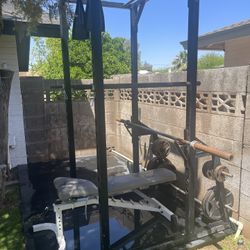 Squat Rack w/ Weights & Barbell