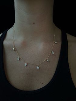 1.10CT Multi Shape Diamonds By The Yard Pendant Necklace 14K Yellow Gold