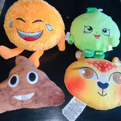 Big Laughing Face Emoj/shopkin/poop/ cat pillows all $15