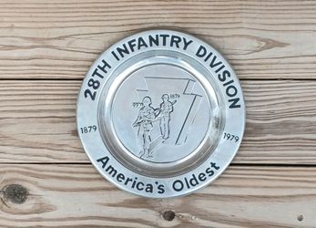 Vintage Wilton Armetale US Army 28th Infantry Division Centennial Pewter Plate
