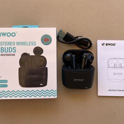 BWOO Wireless Earbuds Headphones Latest Bluetooth 5.3 Long Battery Fast Charge