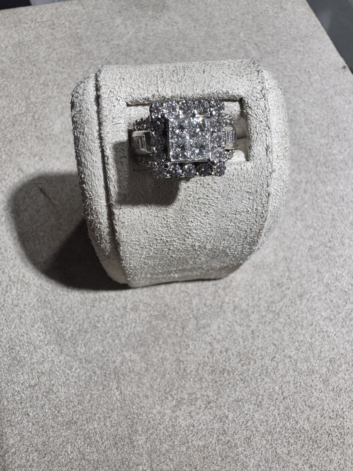 14k White Gold Engagement Ring 3 Carat Diamonds