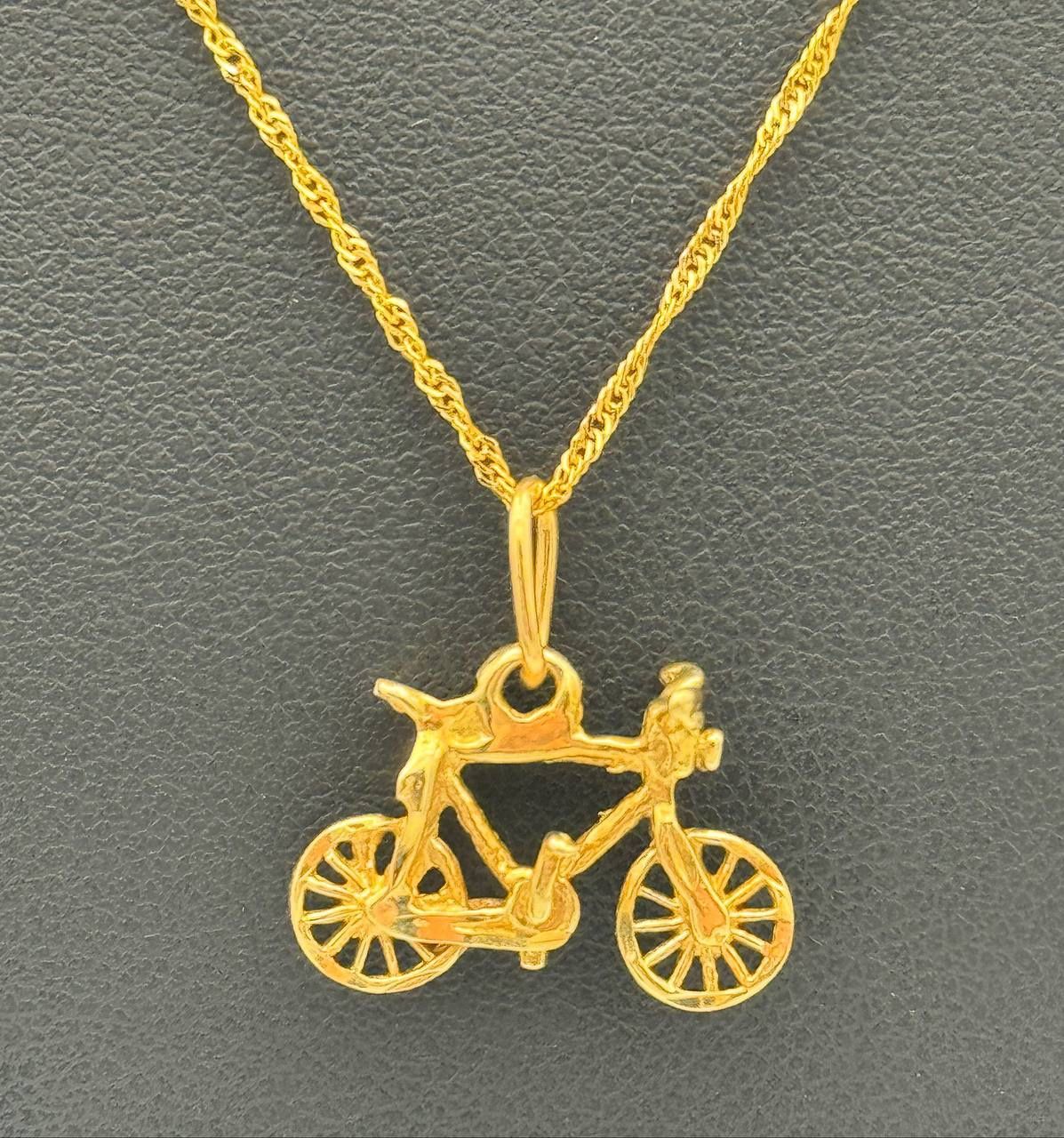 Jewelry 14k solid yellow gold pendant Bicycle charm 1.3...