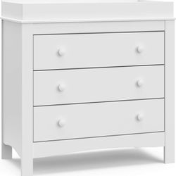 Graco Noah 3 Drawer Chest with Changing Topper (White) – GREENGUARD Gold Certified, Baby Dresser With Changing Table Top, Dresser for Nursery, 3 Drawe
