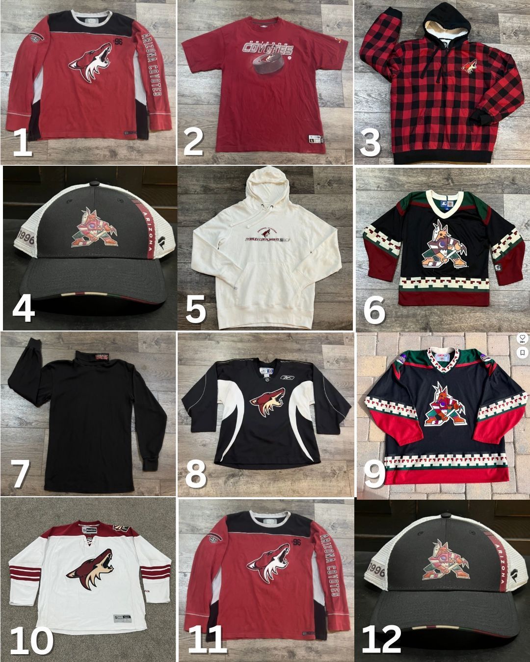 12 Items: Arizona Phoenix Coyotes Jersey, Shirt, Jacket, Sweatshirt, Hat - Some Vintage!
