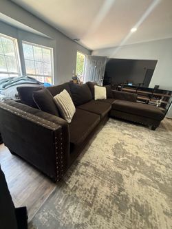 Brown sectional couch