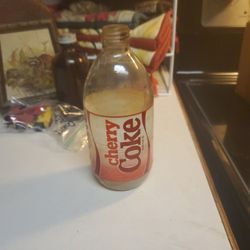 Vintage Glass Cherry Coke Bottle With The Label 