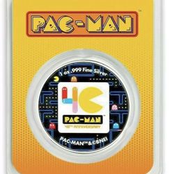 🔷🔷 Pac-Man Colorized 1 oz. Silver Coin .999 Silver