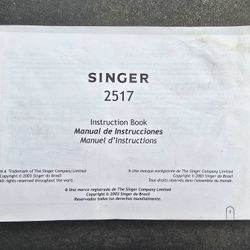 Singer 2517 Sewing Machine Instruction Book Manual