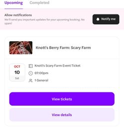 Knotts Scary Farm ticket.    October 10 2027