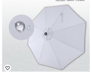 MASTERCANOPY Patio Umbrella 9 ft Replacement Canopy for 8 Ribs-Whit