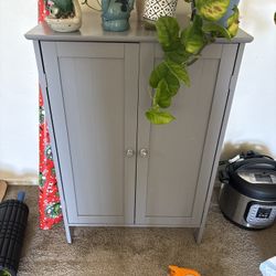 Gray Storage Cabinet with Shelf