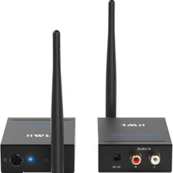1Mii 2.4Ghz (1 TX + 1 RX) Wireless Audio Transmitter Receiver For TV, 320ft Long Range 20ms Low Delay HiFi Audio, Wireless Adapter Kit For Powered Spe