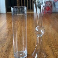 Trumpet vase & Cylinder Glass Vases