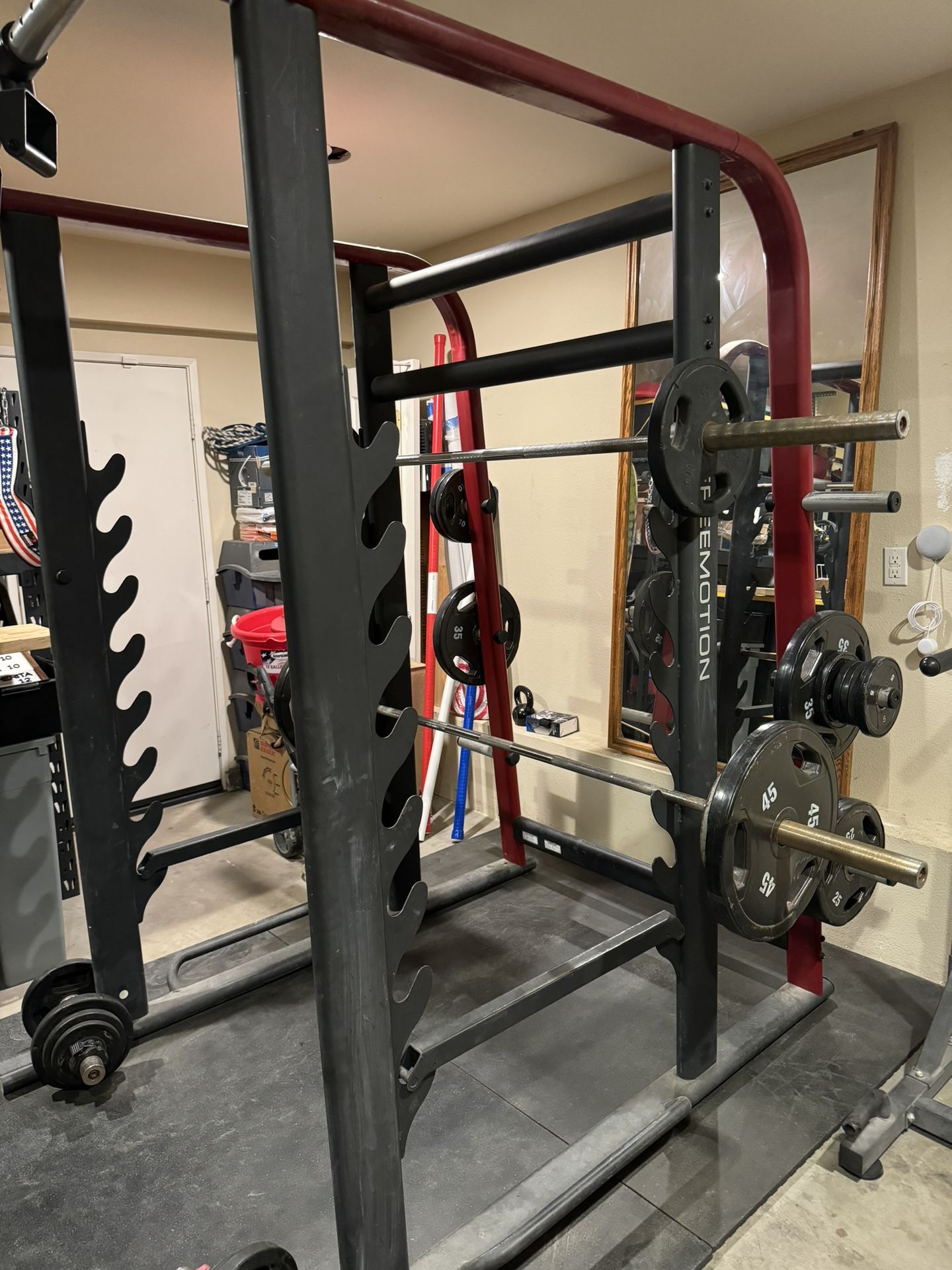 Squat Rack W/ 1 Barbell, Bench & Weights (approx. 245 Lbs Total)