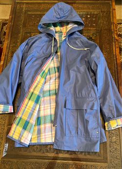 Vintage Misty Harbor Blue Hooded Rain Jacket Women Sz S