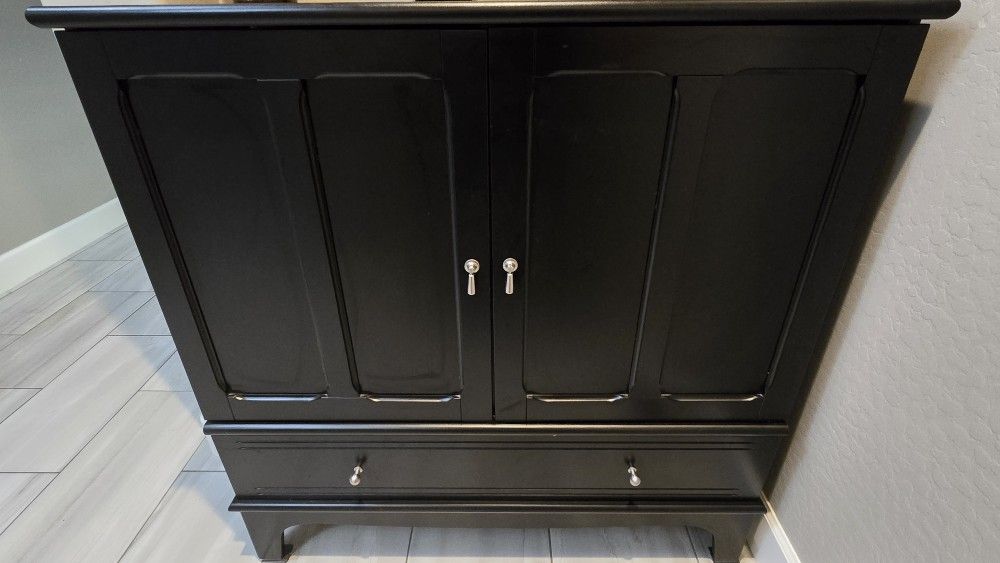 Ikea Lommarp Cabinet, Black With Satin Hardware