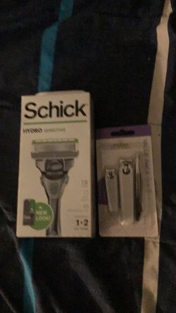 Schick razor 5 blade.   And nail clippers.  Both new