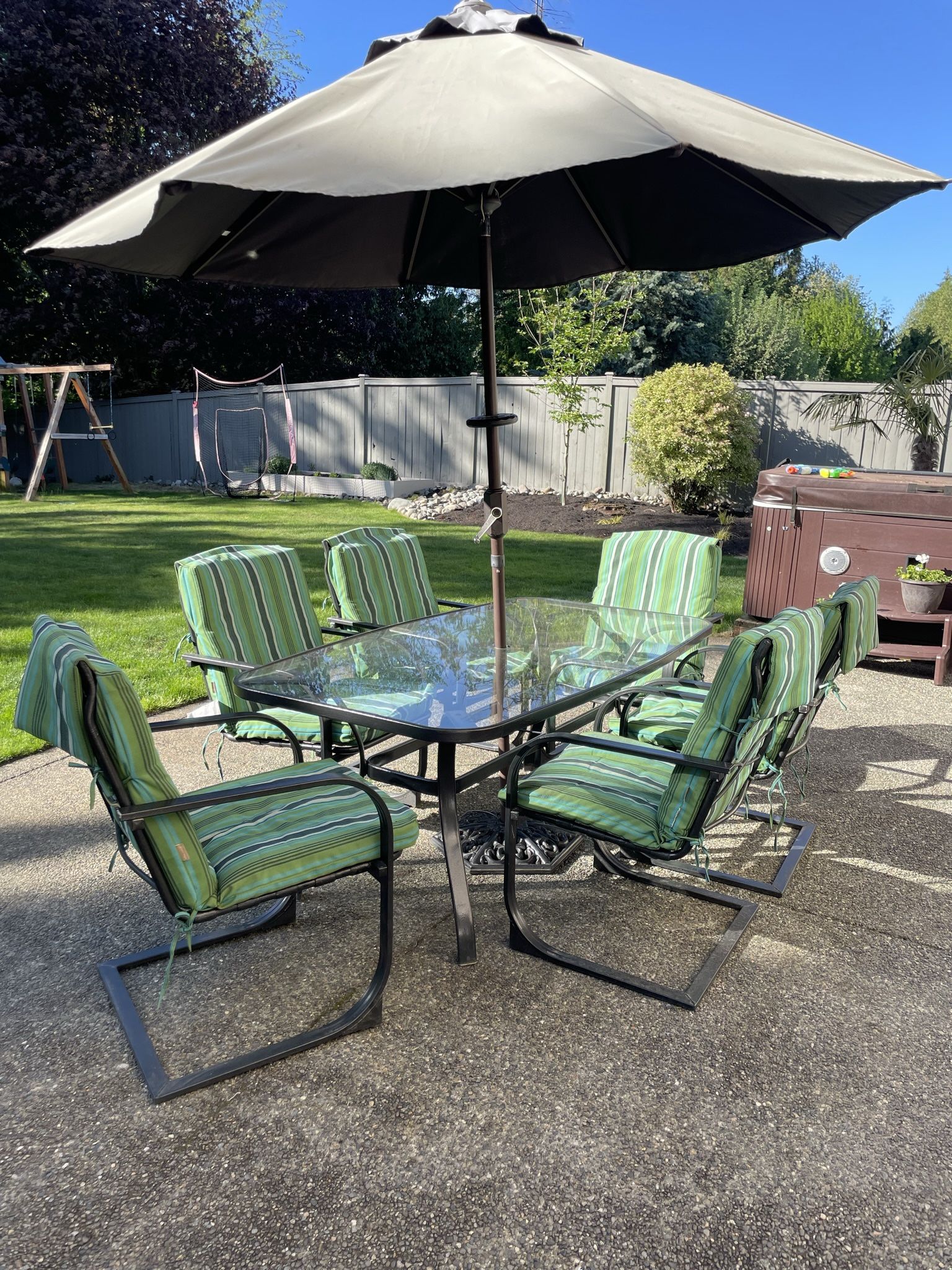 Cast Iron Glass Top Outdoor Table And Chair Set for Sale in Bonney Lake