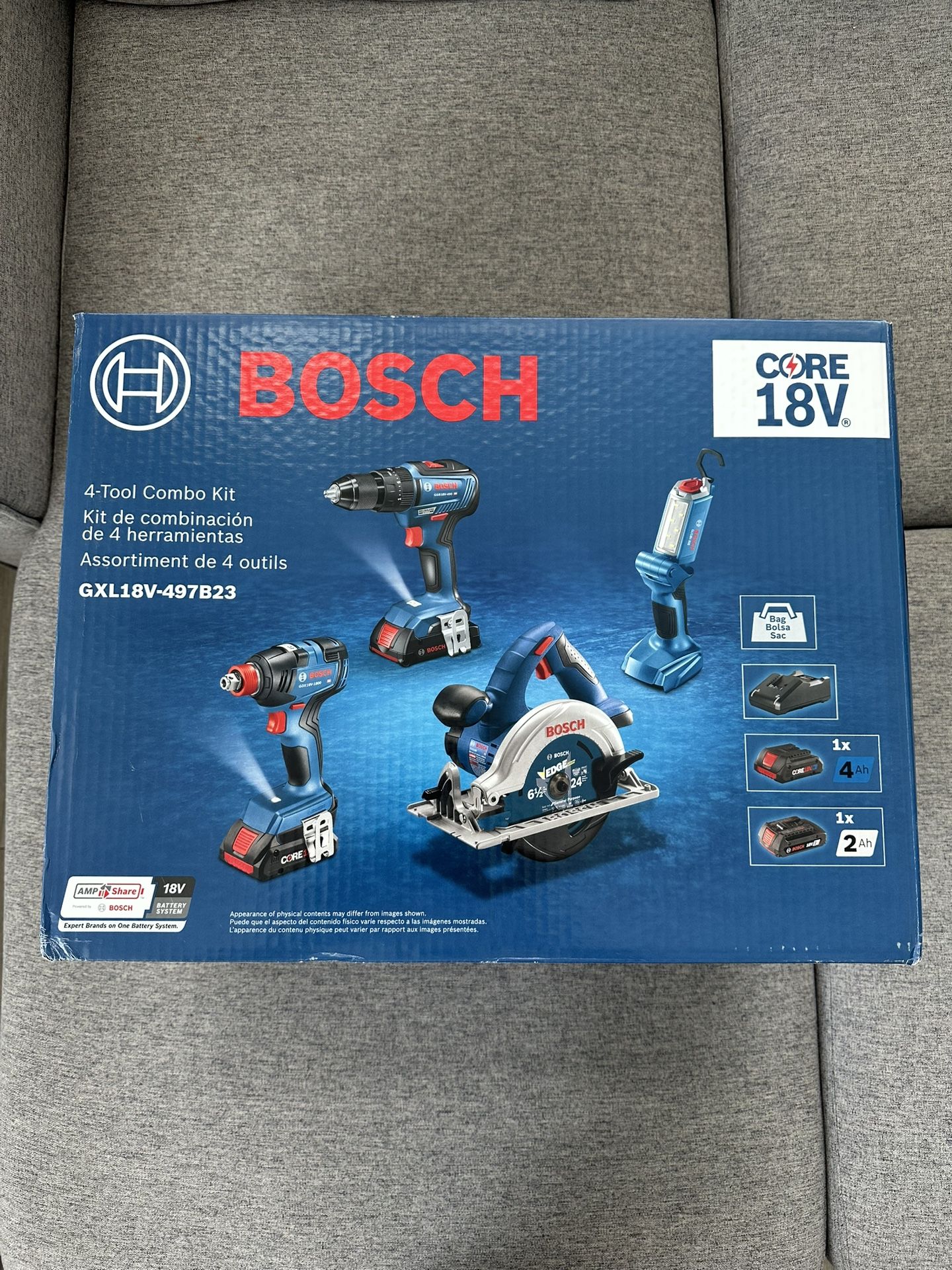 Bosch 18-volt 4-Tool Brushless Power Tool Combo Kit with Soft Case